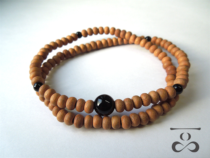 【一品(ひとしな)】108ブレス「桜×ブラックオニキス」