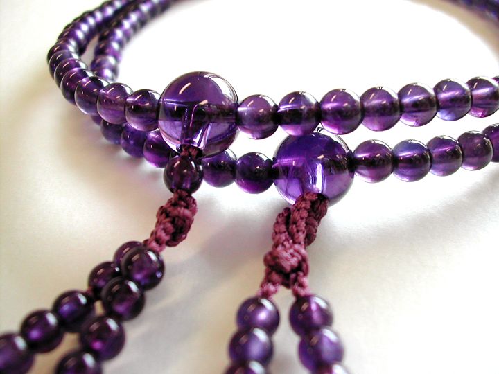 紫水晶小糸振分数珠薄古代紫二五房共仕立
